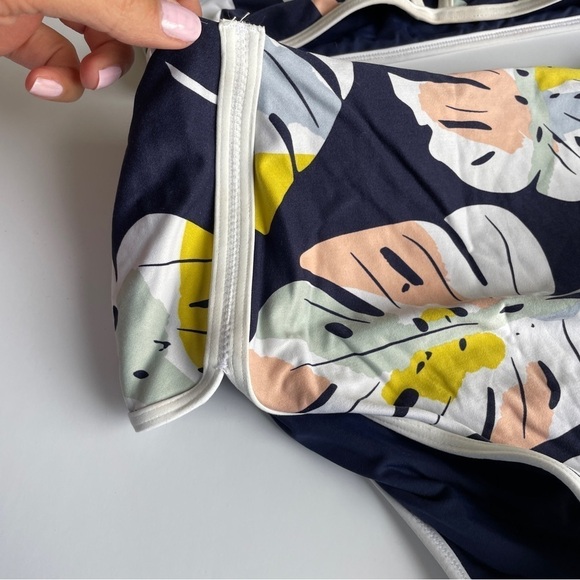 L*Space Blue, Yellow, Pink Palm Leaf High Waisted Bikini - Picture 6 of 13